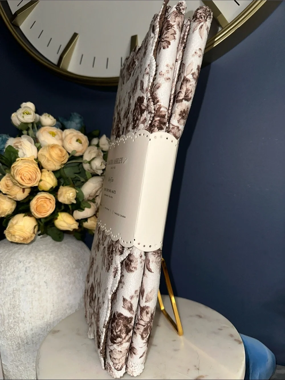 Laura Ashley fall moody floral Dish Drying Mats with Brown Floral Print  2pc